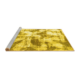 Sideview of Machine Washable Abstract Yellow Modern Rug, wshabs778yw