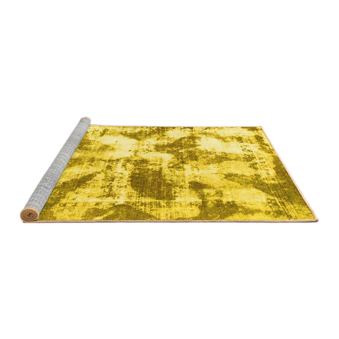 Sideview of Machine Washable Abstract Yellow Modern Rug, wshabs778yw