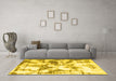 Machine Washable Abstract Yellow Modern Rug in a Living Room, wshabs778yw