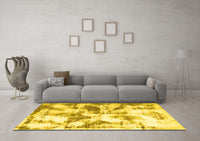 Machine Washable Abstract Yellow Modern Rug, wshabs778yw