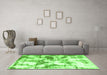 Machine Washable Abstract Green Modern Area Rugs in a Living Room,, wshabs778grn