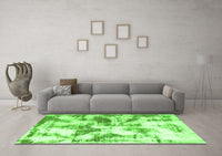 Machine Washable Abstract Green Modern Rug, wshabs778grn