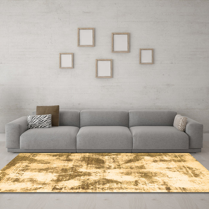 Machine Washable Abstract Brown Modern Rug in a Living Room,, wshabs778brn