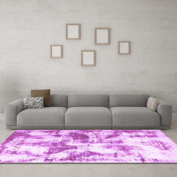 Machine Washable Abstract Purple Modern Area Rugs in a Living Room, wshabs778pur