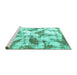 Sideview of Machine Washable Abstract Turquoise Modern Area Rugs, wshabs778turq