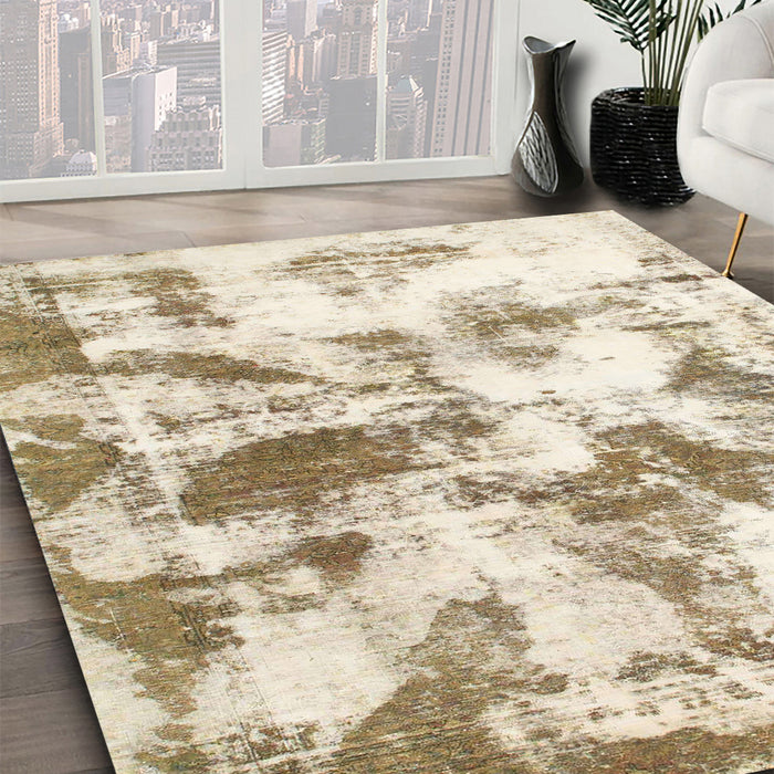 Abstract Copper Green Modern Rug in Family Room, abs778