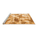 Sideview of Machine Washable Abstract Orange Modern Area Rugs, wshabs778org