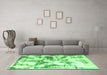 Machine Washable Abstract Emerald Green Modern Area Rugs in a Living Room,, wshabs778emgrn