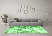 Machine Washable Abstract Emerald Green Modern Rug, wshabs778emgrn