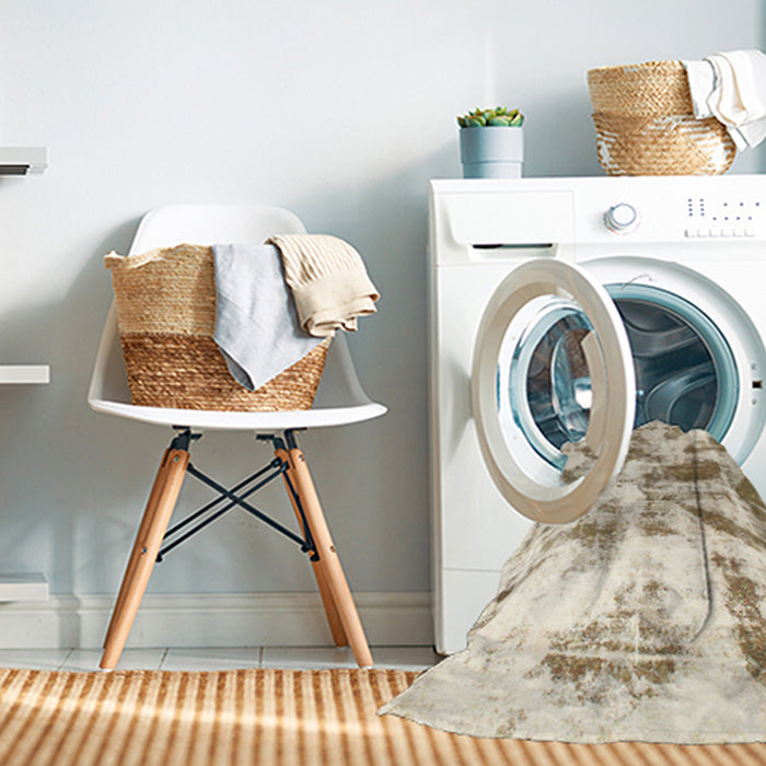 Machine Washable Abstract Brass Green Rug in a Washing Machine, wshabs778