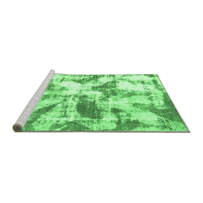Sideview of Machine Washable Abstract Emerald Green Modern Area Rugs, wshabs778emgrn