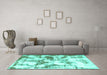 Machine Washable Abstract Turquoise Modern Area Rugs in a Living Room,, wshabs778turq