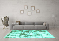 Machine Washable Abstract Turquoise Modern Rug, wshabs778turq