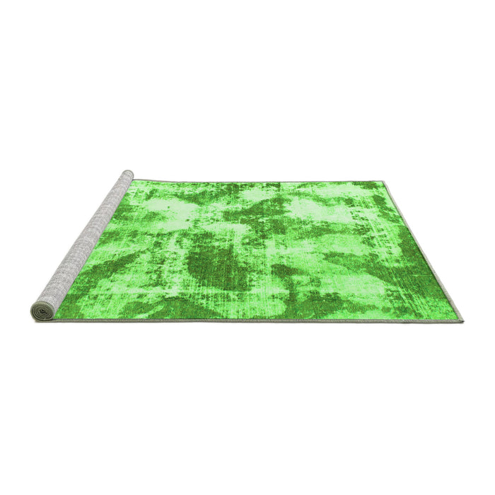 Sideview of Machine Washable Abstract Green Modern Area Rugs, wshabs778grn