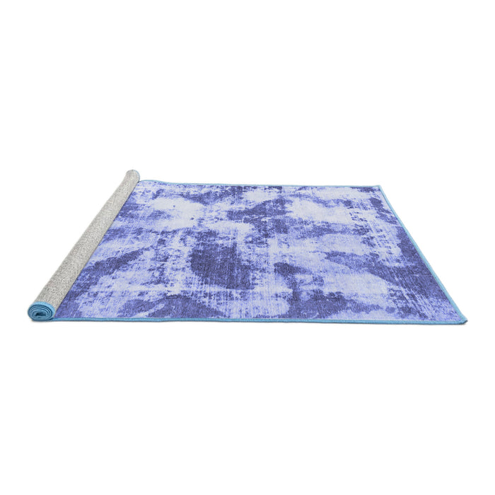 Sideview of Machine Washable Abstract Blue Modern Rug, wshabs778blu