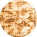 Round Abstract Orange Modern Rug, abs778org