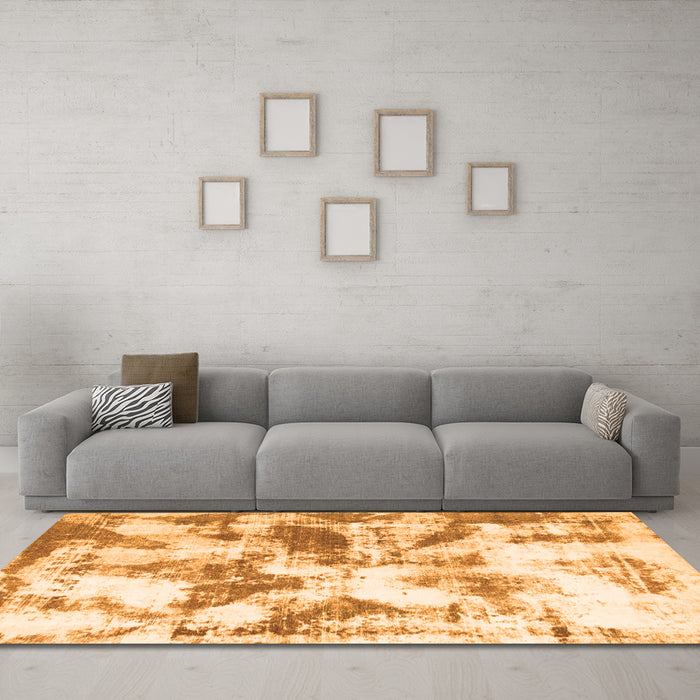 Machine Washable Abstract Orange Modern Area Rugs in a Living Room, wshabs778org