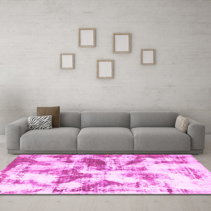 Machine Washable Abstract Pink Modern Rug in a Living Room, wshabs778pnk