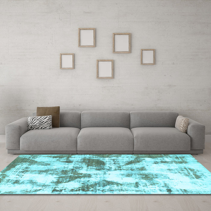 Machine Washable Abstract Light Blue Modern Rug in a Living Room, wshabs778lblu