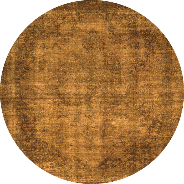 Round Machine Washable Abstract Orange Modern Area Rugs, wshabs779org