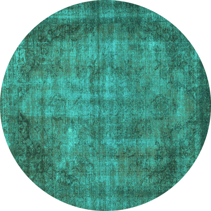 Round Abstract Turquoise Modern Rug, abs779turq