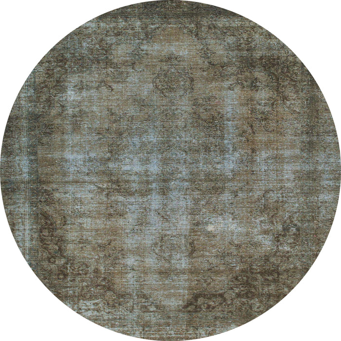 Round Machine Washable Abstract Coffee Brown Rug, wshabs779