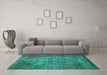 Machine Washable Abstract Turquoise Modern Area Rugs in a Living Room,, wshabs779turq