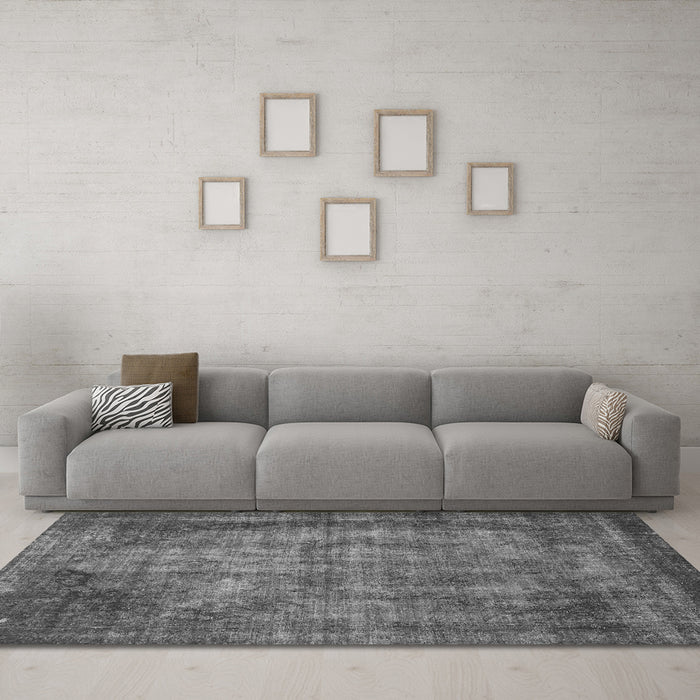 Machine Washable Abstract Gray Modern Rug in a Living Room,, wshabs779gry