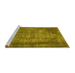 Sideview of Machine Washable Abstract Yellow Modern Rug, wshabs779yw