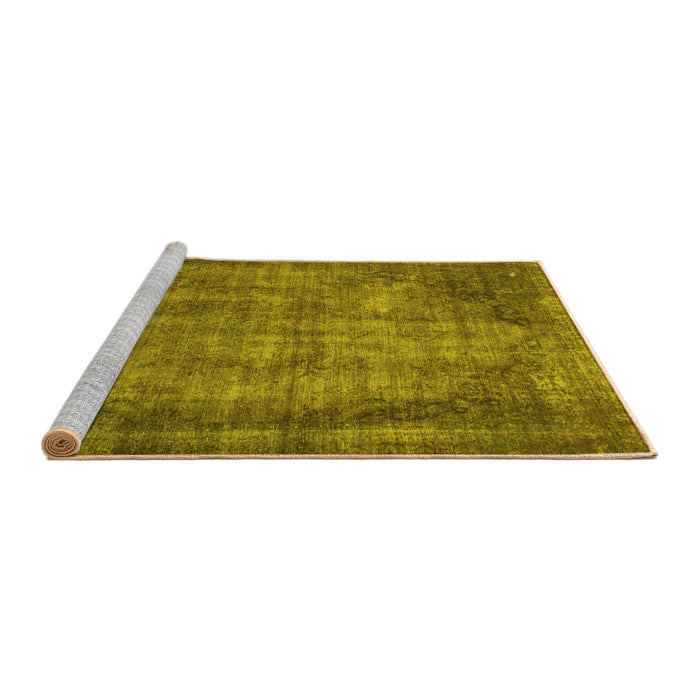 Sideview of Machine Washable Abstract Yellow Modern Rug, wshabs779yw