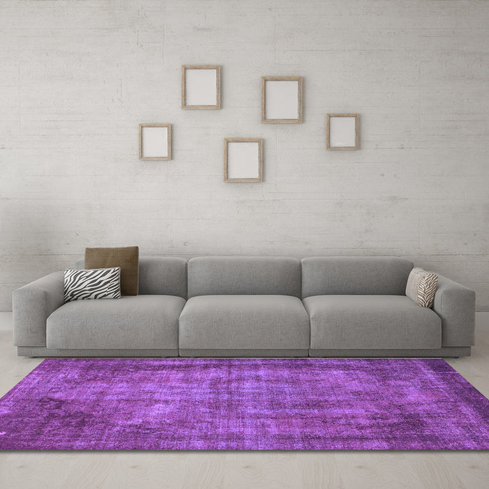 Machine Washable Abstract Purple Modern Area Rugs in a Living Room, wshabs779pur