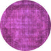 Round Machine Washable Abstract Pink Modern Rug, wshabs779pnk