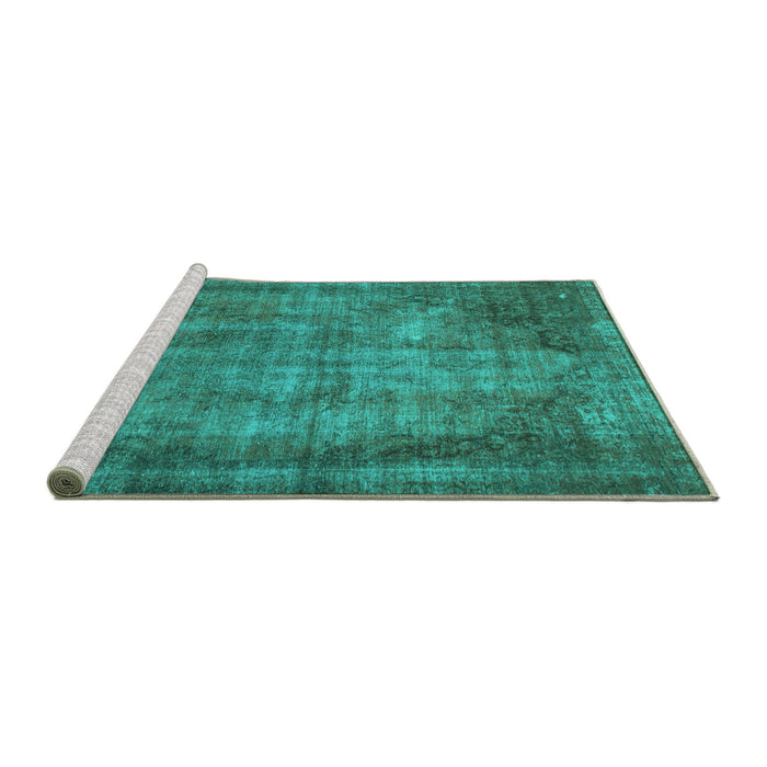 Sideview of Machine Washable Abstract Turquoise Modern Area Rugs, wshabs779turq