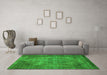 Machine Washable Abstract Green Modern Area Rugs in a Living Room,, wshabs779grn