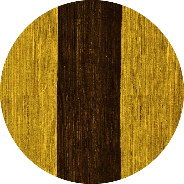 Round Machine Washable Abstract Yellow Modern Rug, wshabs77yw