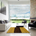 Square Abstract Bakers Brown Modern Rug in a Living Room, abs77