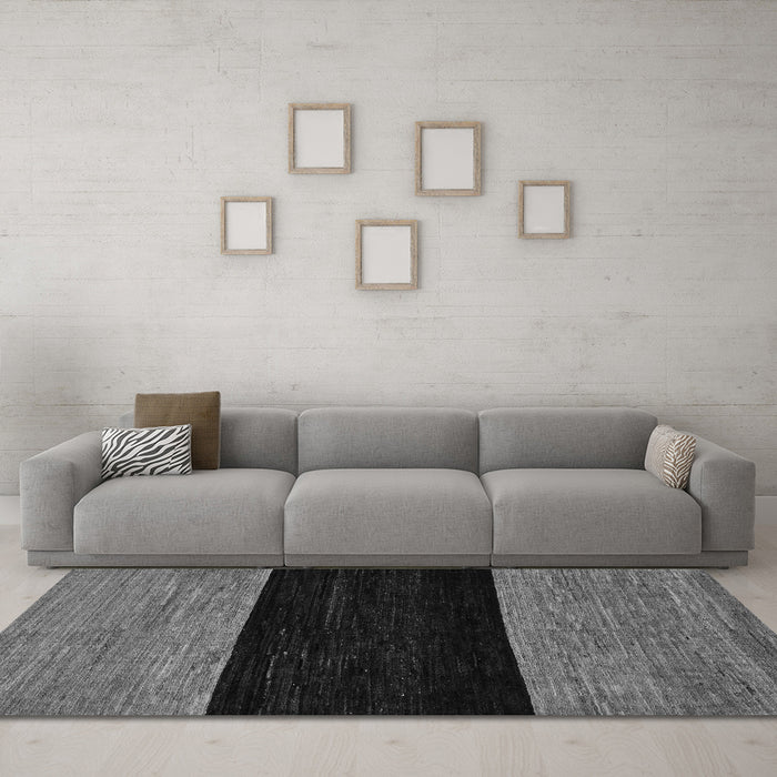Machine Washable Abstract Gray Modern Rug in a Living Room,, wshabs77gry