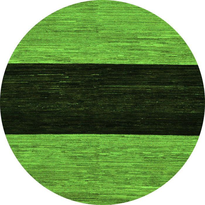 Round Machine Washable Abstract Green Modern Area Rugs, wshabs77grn