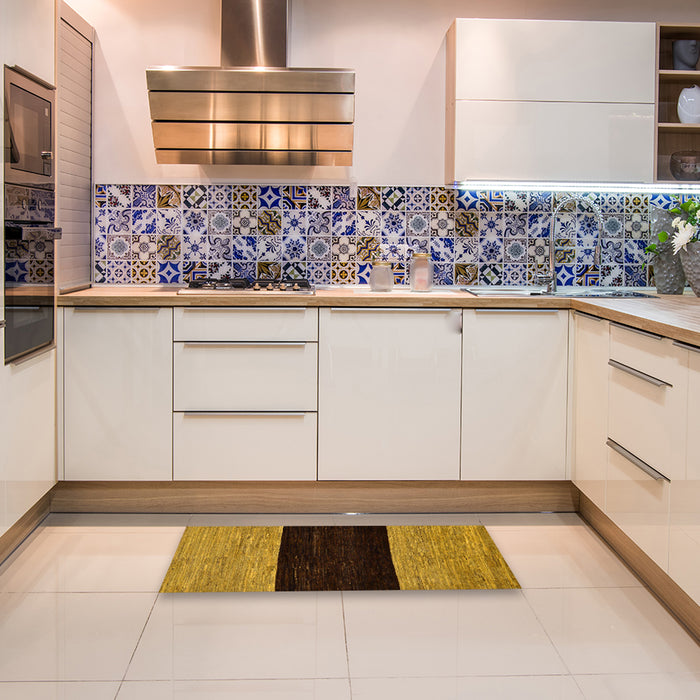 Machine Washable Abstract Bakers Brown Rug in a Kitchen, wshabs77