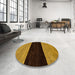 Round Abstract Bakers Brown Modern Rug in a Office, abs77