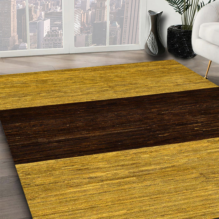 Machine Washable Abstract Bakers Brown Rug in a Family Room, wshabs77