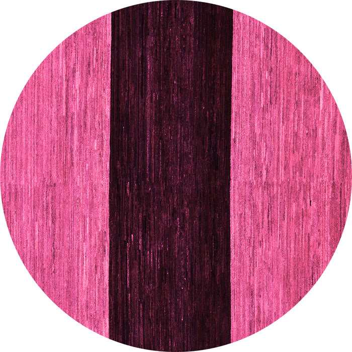 Round Machine Washable Abstract Pink Modern Rug, wshabs77pnk