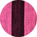 Round Machine Washable Abstract Pink Modern Rug, wshabs77pnk