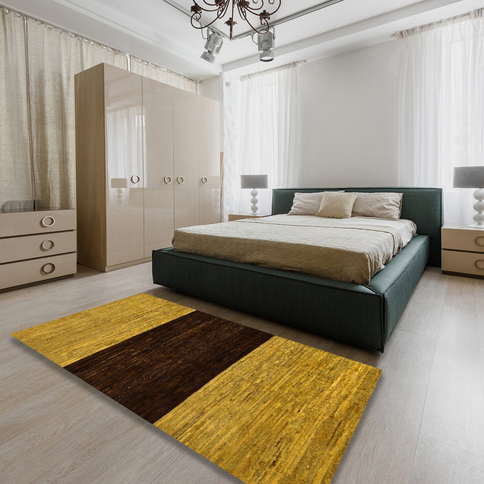 Machine Washable Abstract Bakers Brown Rug in a Bedroom, wshabs77