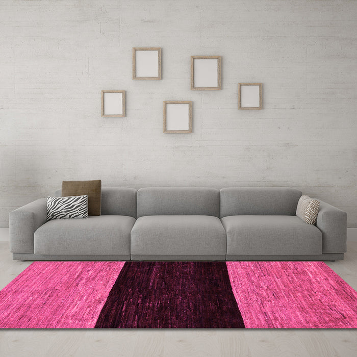 Machine Washable Abstract Pink Modern Rug in a Living Room, wshabs77pnk
