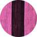 Round Abstract Purple Modern Rug, abs77pur