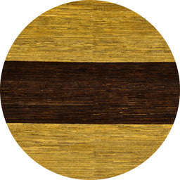 Round Machine Washable Abstract Bakers Brown Rug, wshabs77