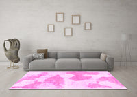 Machine Washable Abstract Pink Modern Rug, wshabs780pnk