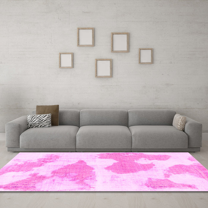 Machine Washable Abstract Pink Modern Rug in a Living Room, wshabs780pnk