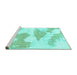 Sideview of Machine Washable Abstract Turquoise Modern Area Rugs, wshabs780turq